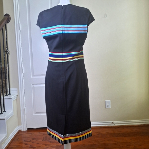 NWT Diane Von Furstenberg Hadlie Black Stripe Midi Sheath Workwear Dress Sz 8 - Picture 5 of 15